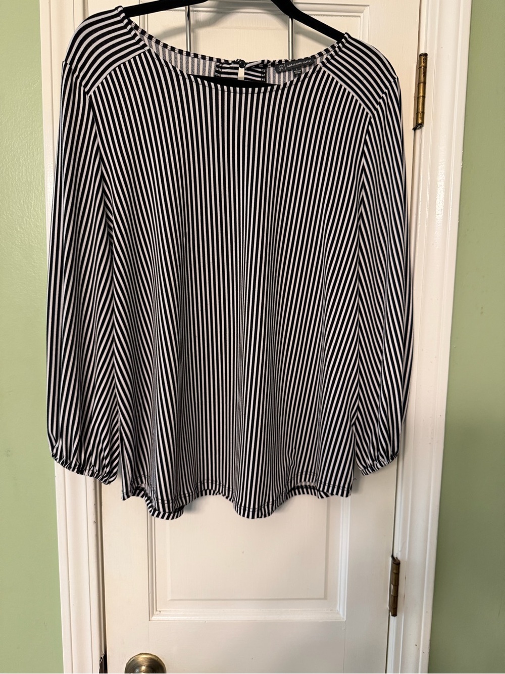 Adrianna Papell Black and White Vertical Stripe Skirt